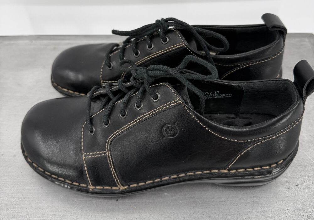Børn Women's Jean Leather Oxford Lace-Up Shoes Black Size 6.5 M Style: W32146